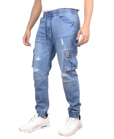 Blue Ice Men's Stretch Cargo Carpenter Jeans Joggers Set, 2-pack In Blue