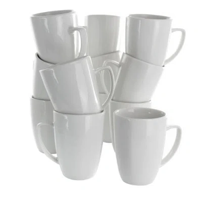 Elama Riley 12 Piece 12 Ounce Porcelain Mug Set In White