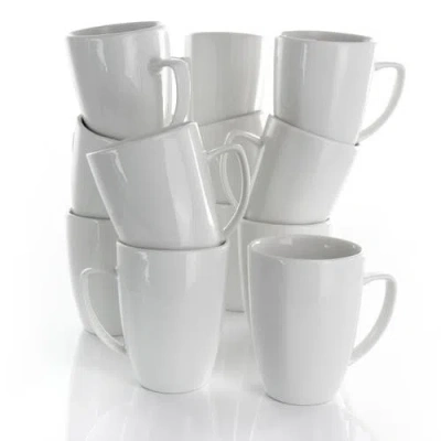 Elama Riley 12 Piece 12 Ounce Porcelain Mug Set In White