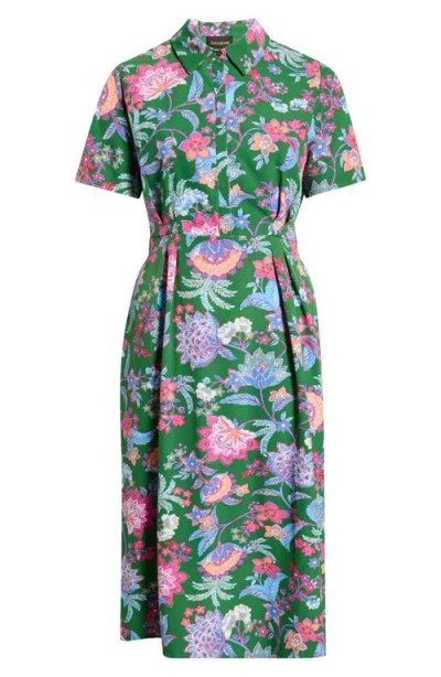 Sugarlips Elara Floral Marisy Collared Shirtdress In Green