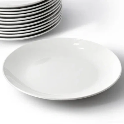 Elama Professional Kitchen 12 Piece Round Porcelain Salad Plate Set In White