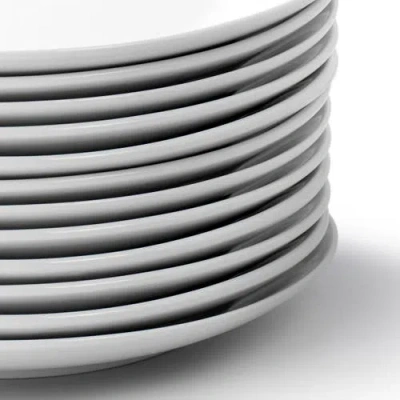 Elama Professional Kitchen 12 Piece Round Porcelain Salad Plate Set In White