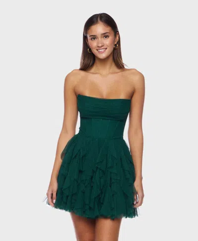 Alex & Sophia Juniors' Petal Mesh With Glitter Sleeveless Dress In Green