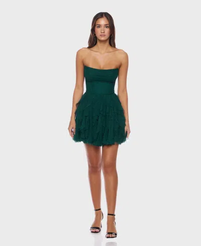 Alex & Sophia Juniors' Petal Mesh With Glitter Sleeveless Dress In Green
