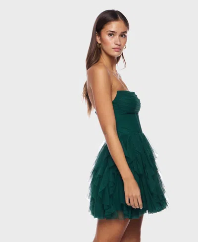 Alex & Sophia Juniors' Petal Mesh With Glitter Sleeveless Dress In Green