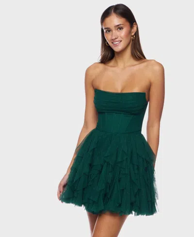 Alex & Sophia Juniors' Petal Mesh With Glitter Sleeveless Dress In Green