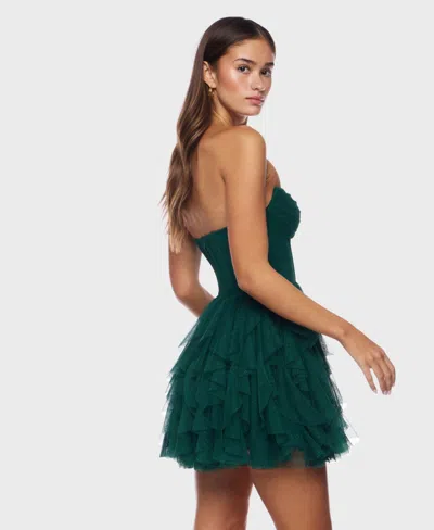 Alex & Sophia Juniors' Petal Mesh With Glitter Sleeveless Dress In Green