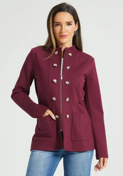 Betabrand Military Zip Jacket Stretch Ponte In Burgundy