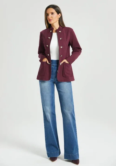 Betabrand Military Zip Jacket Stretch Ponte In Burgundy