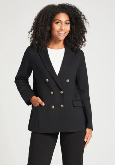 Betabrand Double Breasted Blazer Stretch Ponte In Black