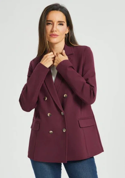 Betabrand Double Breasted Blazer Stretch Ponte In Burgundy