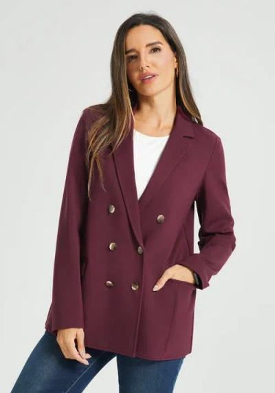 Betabrand Double Breasted Blazer Stretch Ponte In Burgundy