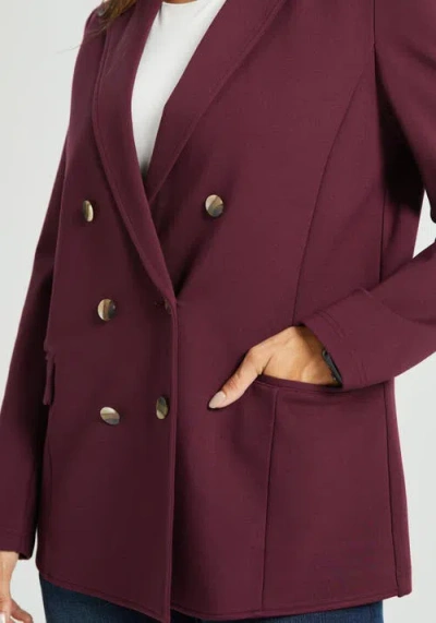 Betabrand Double Breasted Blazer Stretch Ponte In Burgundy