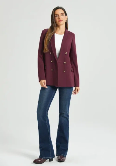 Betabrand Double Breasted Blazer Stretch Ponte In Burgundy