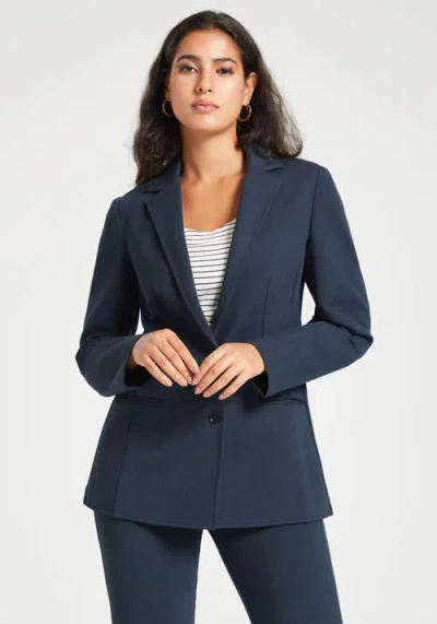 Betabrand Classic Blazer Stretch Ponte In Blue