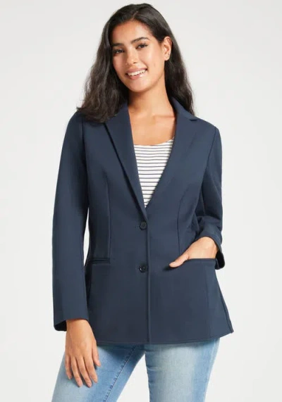Betabrand Classic Blazer Stretch Ponte In Blue