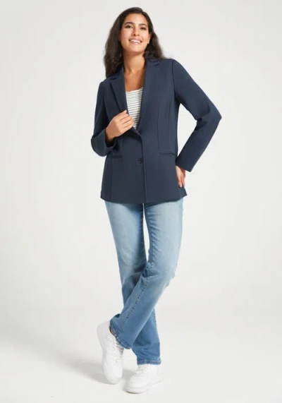 Betabrand Classic Blazer Stretch Ponte In Blue
