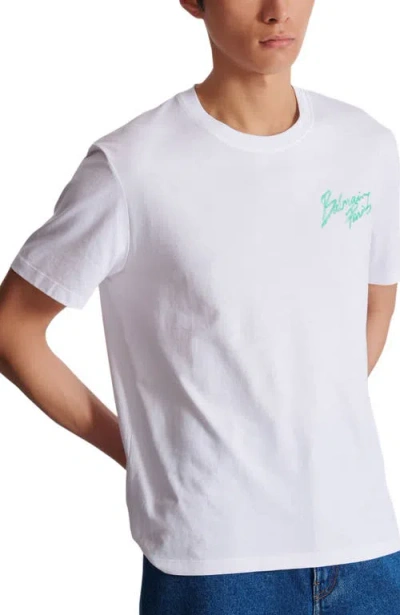 Balmain Printed Cotton T-shirt In White