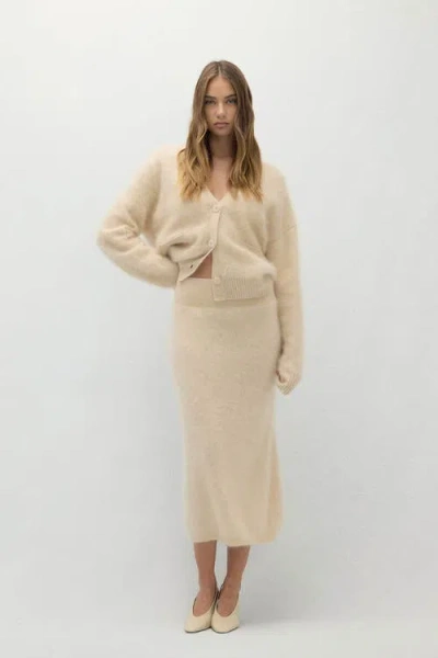 Naked Cashmere Francesca Brushed Cashmere Midi Skirt In Neutral