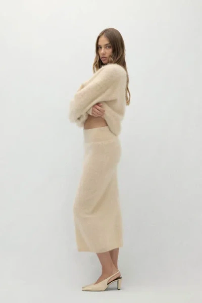 Naked Cashmere Francesca Brushed Cashmere Midi Skirt In Neutral