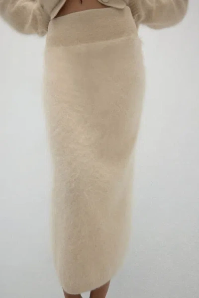 Naked Cashmere Francesca Brushed Cashmere Midi Skirt In Neutral