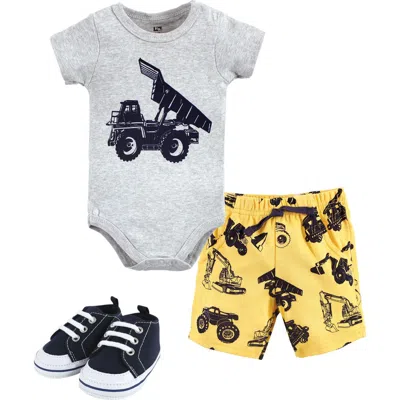 Hudson Baby Little Gent's Soft Cotton Bodysuit, Shorts & Footwear 3pk In Multi