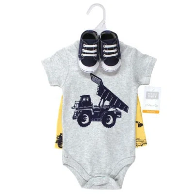 Hudson Baby Little Gent's Soft Cotton Bodysuit, Shorts & Footwear 3pk In Multi