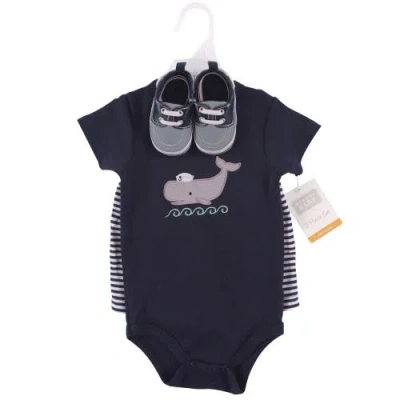 Hudson Baby Little Gent's Soft Cotton Bodysuit, Shorts & Footwear 3pk In Multi