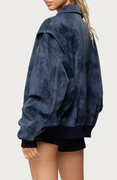 Edikted Ownley Oversize Faux Suede Jacket In Blue