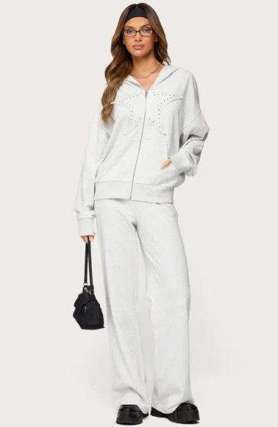 Edikted Briela Studded Star Patch Sweatpants In Gray