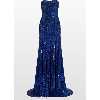 Jenny Packham Sarai Sequin-embellished Maxi Dress In Blue