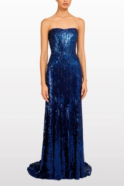 Jenny Packham Sarai Sequin-embellished Maxi Dress In Blue