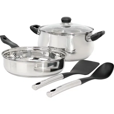 Oster Rametto 5 Piece Belly Shaped Stainless Steel Cookware Set In Silver