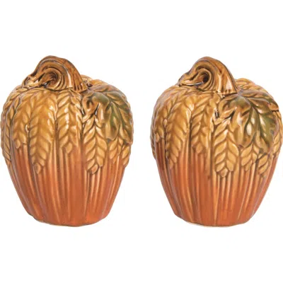 Transpac Ceramic Pumpkin Salt And Pepper Shakers Set Orange Autumn Decor In Orange