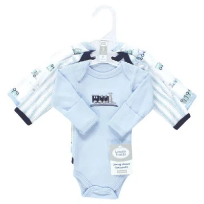 Luvable Friends Preemie Long Sleeve Bodysuits 3pk Baseball In Blue