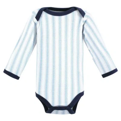 Luvable Friends Preemie Long Sleeve Bodysuits 3pk Baseball In Blue