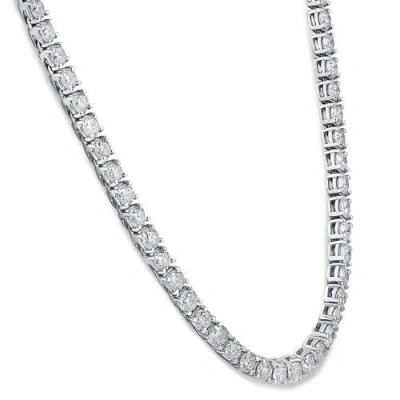 Bliss Diamond 10ct Tw Lab Grown Diamond Tennis Necklace 14k Gold 18" In Silver