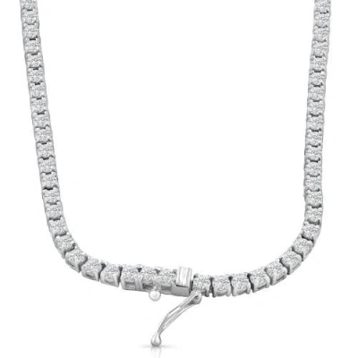 Bliss Diamond 10ct Tw Lab Grown Diamond Tennis Necklace 14k Gold 18" In Silver