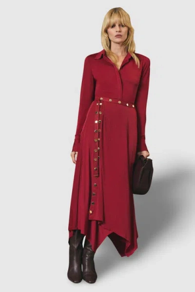 Karen Millen Crepe Hanky Hem Eyelet Maxi Skirt In Red