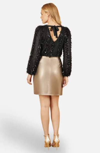 Yumi Faux Leather Wrap Mini Skirt In Gold