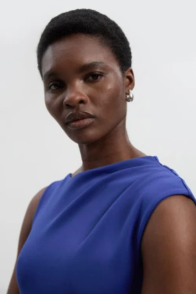 Karen Millen Petite Ruffle Hem Maxi Dress In Blue