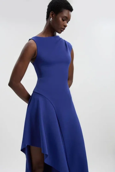 Karen Millen Petite Ruffle Hem Maxi Dress In Blue