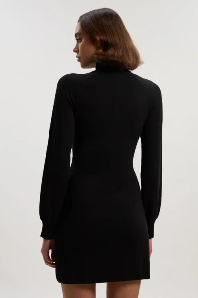 Karen Millen Viscose Blend Popper Knit Mini Dress In Black