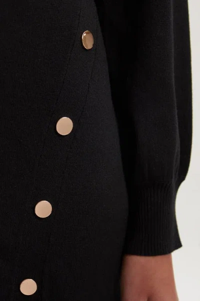 Karen Millen Viscose Blend Popper Knit Mini Dress In Black