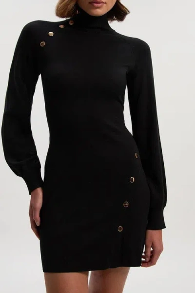 Karen Millen Viscose Blend Popper Knit Mini Dress In Black