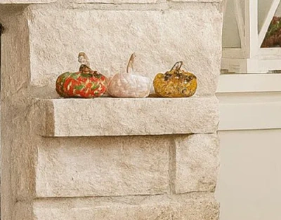 Transpac Fall Harvest Orange Pumpkin Glass Tabletop Figurine Set Of 3 In Multi