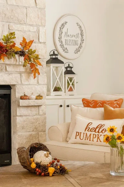 Transpac Fall Harvest Orange Pumpkin Glass Tabletop Figurine Set Of 3 In Multi