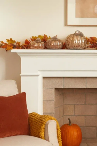 Transpac Glass Pumpkin Set Of 3 Brown Harvest Speckle Decorative Figurines In Brown