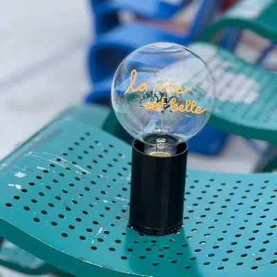 Mitb La Vie Est Belle Portable Table Lamp In Blue