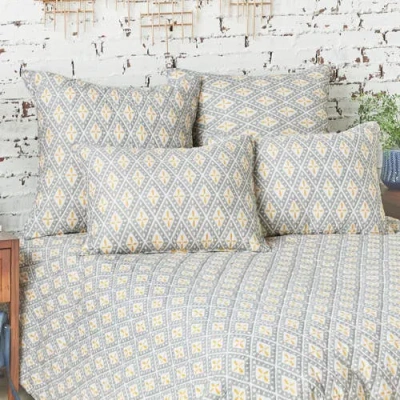 Carol & Frank Liam Ochre Cotton Standard Sham 20" X 26" In Gray